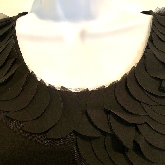 Ann Taylor Dressy Tee with Appliqué Collar, S, Black - Picture 4 of 12